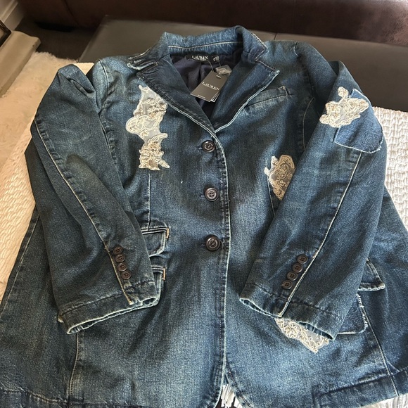 NWT Ralph Lauren Denim Blazer with Lace Accents - Picture 1 of 11
